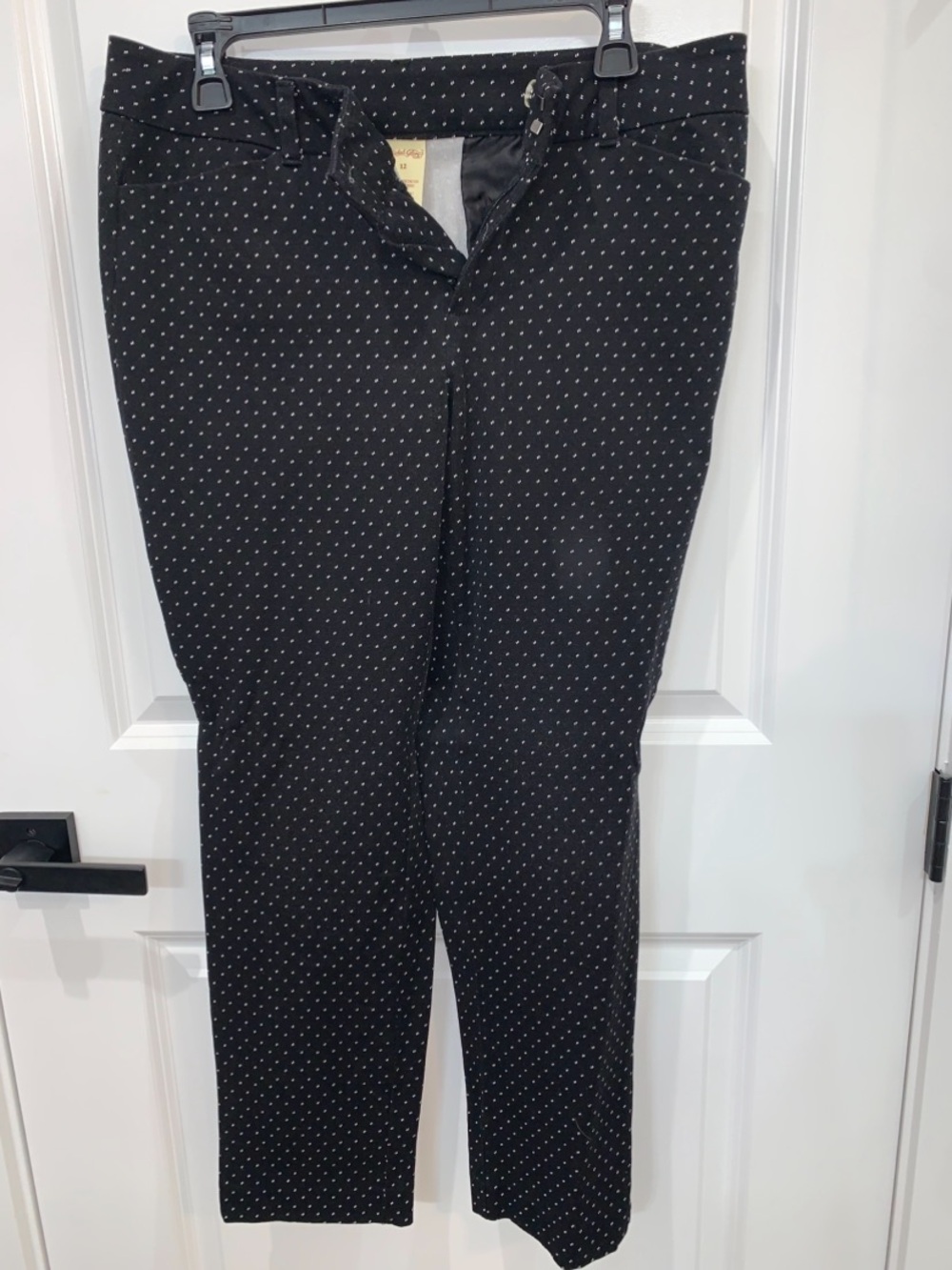 Faded Glory Black Ankle Pants with White Micro Dot Print